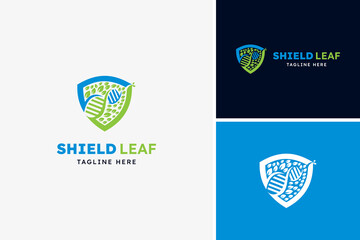 Shield ecology logo design vector, nature logo design template