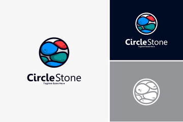 Creative circle stone logo design vector, abstract art logo design template