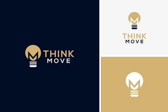 Simple idea letter M with bulb icon logo design vector, education logo design template