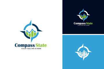 Abstract compass statistic logo design vector, compass logo design template