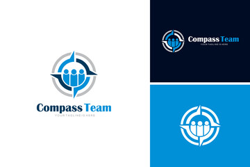Abstract compass team logo design vector, compass logo design template
