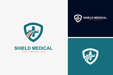 Shield travel logo design vector, map logo design template