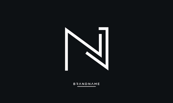 NJ or JN Alphabet letters logo monogram