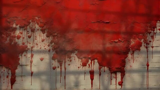 old wall with blood splash, suitable for horror intro, seamless looping video animated background	
