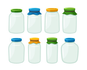 Clear Glass Jars With Tight-fitting Lids, Transparent Cans Awaiting Preservation, Storage Isolated On White Background