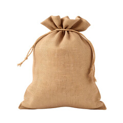 A tightened fully stuffed burlap sack isolated background