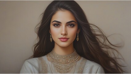 Closeup portrait of a beautiful young Middle Eastern model 