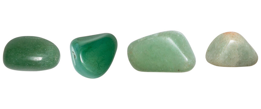 Mineral natural semiprecious stone aventurine Green gemstone. Isolated on a transparent background. Geology. Beautiful green aventurin and heliotrope gemstones