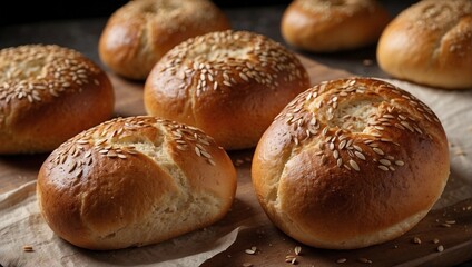 Artisan Breads: Fresh Loafs Topped with Nutritious Seeds. Generative A