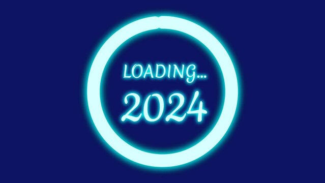 happy new year 2024 animation in loading concept. new year 2024 is on the way. new year loading circles clip.