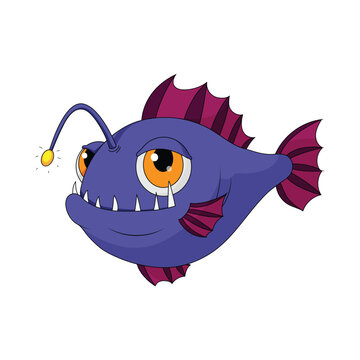 Cute Angler Fish Cartoon Vector Illustration stock | Adobe stock