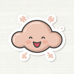 Naklejka premium pastel colors ,Cloud, logo , illustration , vector , cartoon , white outline , thin outline , sticker Generative AI
