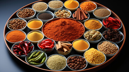 Various indian spices in the bowl