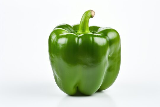 Fresh green capsicum on white background
