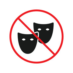 Forbidden mask icon. No carnaval mask vector icon. No carnival masks pictogram. Prohibited mask vector icon. Warning, danger, caution, attention, restriction. UX Uİ
