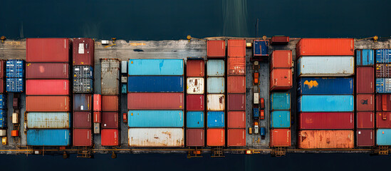 Fototapeta premium background, logistic, shipping, transportation, cargo, trade, transport, export, import, commerce. the most global shipping operations ship boat cargo container and crane on ocean background.