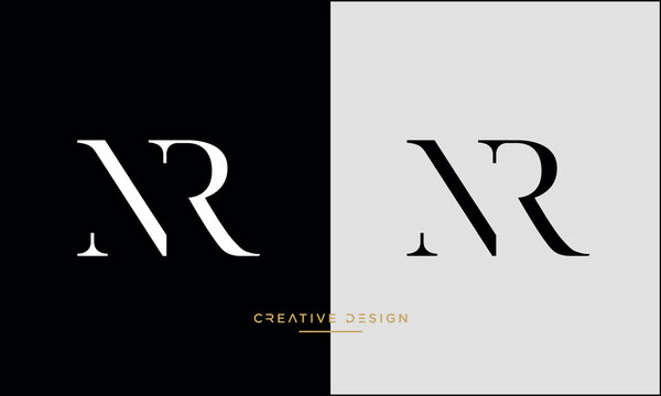 Alphabet letters NR or RN logo monogram