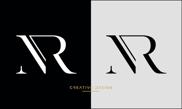 Alphabet letters NR or RN logo monogram