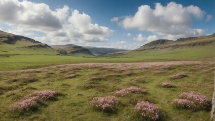 Majestic Mountain Landscape at Sunrise with Reflections on a Calm Wetland. Generativa AI