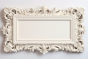 antique empty white frame on the wall