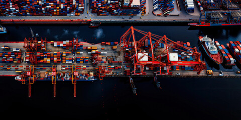 background, logistic, shipping, transportation, cargo, trade, transport, export, import, commerce. the most global shipping operations ship boat cargo container and crane on ocean background.