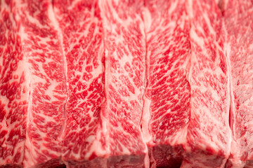 Close up of the steak beef texture