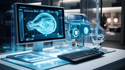 Innovative Diagnostic Tools Display: Visual representation of advanced medical equipment and technology.