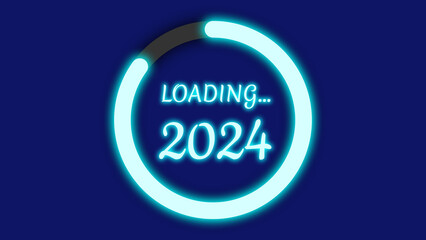 loading new year 2024 progress illustration in bright blue light. concept for New year welcome.