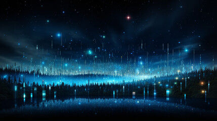Binary constellations illuminate the digital frontier, where data's heartbeat pulses in electric blue. Cybernetic symphony.