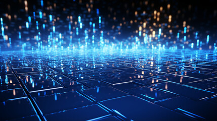 Neon veins pulse, the digital realm takes flight. Data's dance, a symphony of electric blue light. Cybernetic future, in pixels and bytes.