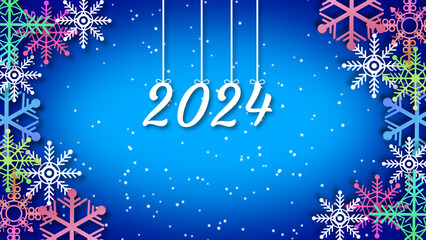 2024 swinging background on Christmas particles. new year welcome concept.