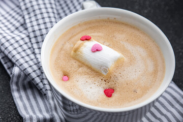 hot chocolate cappuccino appetizer meal food snack on the table copy space food background rustic top view