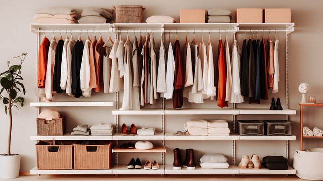 V&ecirc;tements rang&eacute;s dans un dressing