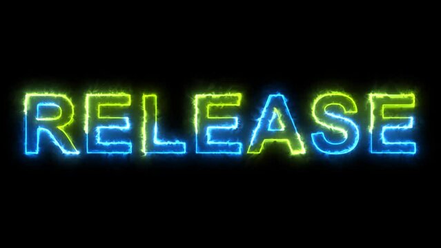 Coming Soon glow flash colorful neon laser text animation on black abstract background. 4K.