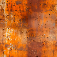 Rusty metal texture with weathered orange and brown tones. Seamless or tiled.
