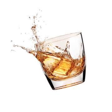 Glasses Shot of tequila with Splash Isolated on White Background