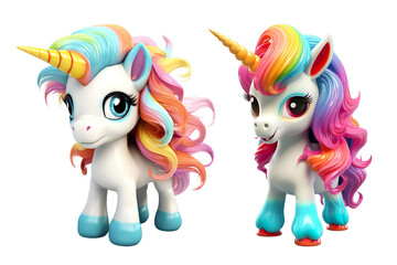 Fototapeta premium Joyful Unicorn Riding a Rocking Horse Vibrant 3D Illustration Isolated on White Background