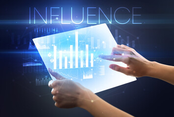 Hand holding futuristic, business concept