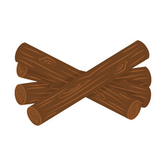 Wooden logs stacked in a pile. Firewood from tree trunks. Sawn wood. Vector illustration.