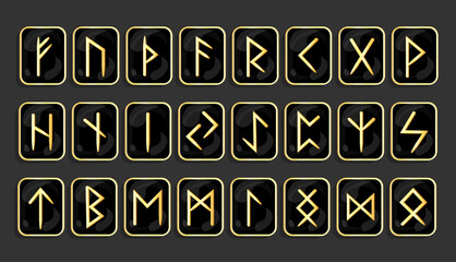 Scandinavian runes carved on stones. Stones. Magic, runic magic, fortune telling. Fehu, Uruz, Thurisaz, Ansuz, Raido, Kano, Gebo, Wunjo, Hagalaz, Nauthis, Isa, Jer, Eihwas, Perth, Algiz, Sowl