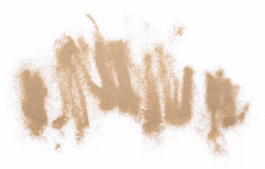 Sand pile scatter isolated on white background and texture, with clipping path, top view