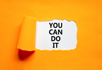 You can do it symbol. Concept word You can do it on beautiful white paper. Beautiful orange paper...
