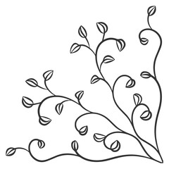 Ornamental frame of branch with foliage. Black and white pattern. Decoration and design for card, invitation, brochure. Vector art illustration on white background