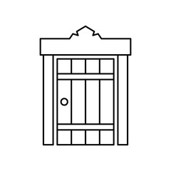 Door icon. Black contour linear silhouette. Editable strokes. Front view. Vector simple flat graphic illustration. Isolated object on a white background. Isolate.