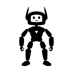 Robot icon. Character, hero. Black silhouette. Front view. Vector simple flat graphic illustration. Isolated object on a white background. Isolate.