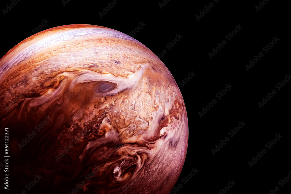Poster planet jupiter on a dark background. elements of this image furnished by nasa