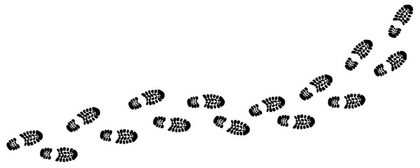 Up footprint trail of human, human footprints silhouette – stock vector - 691122376