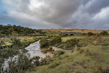 Rugged Dartmoor in February on a cold stormy day