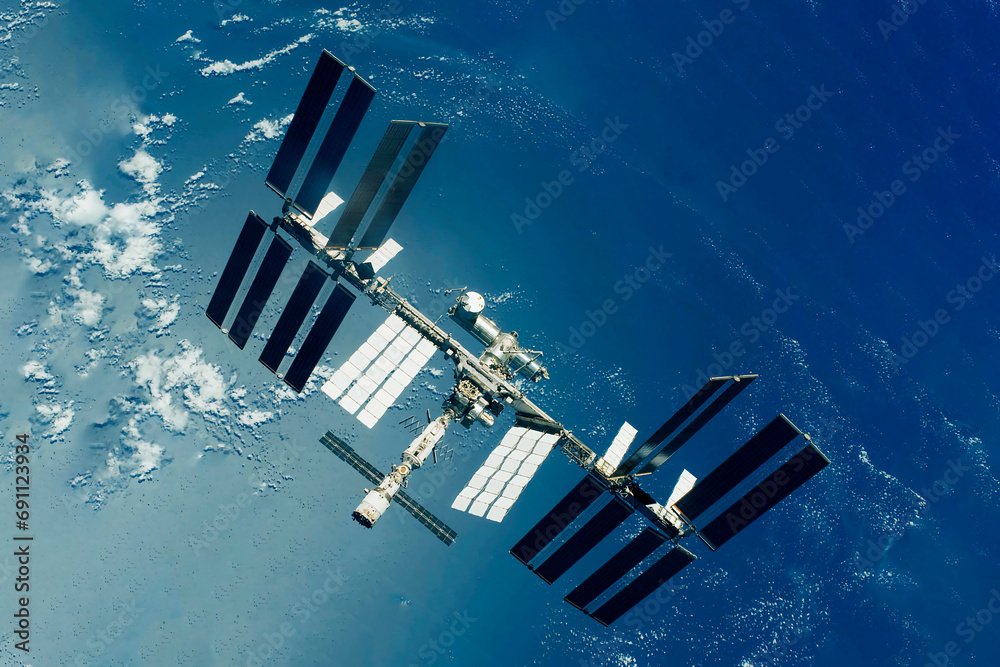Canvas Prints iss above the surface of planet earth. elements of this image furnished by nasa