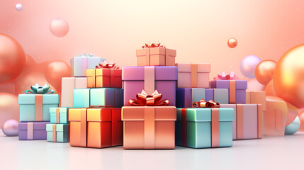 Colored gift boxes tied with ribbon,Generated by AI